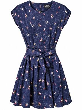 The Moon Girls' Navy Unicorn & Bunny Belted Casual Dress